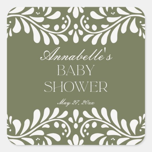 Sticker Carré Carrelage Talavera Vert Baby shower Fiesta espagno (Devant)