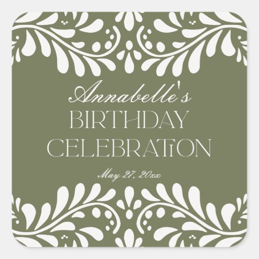 Sticker Carré Carrelage Talavera Vert Espagne Fiesta Anniversair (Devant)