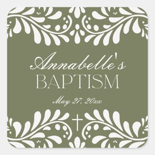 Sticker Carré Carrelage Talavera Vert Espagne Fiesta Baptême Fav (Devant)