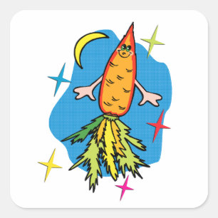 Sticker Carré Carrot Rocket Ship : Aussi connu sous le nom de Fa