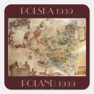 STICKER CARRÉ CARTE 1939 DE LA POLOGNE