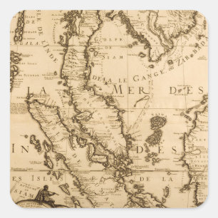 Sticker Carré Carte antique d'Asie du Sud-Est   1687
