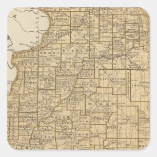 Sticker Carré Carte Atlas de l'Illinois