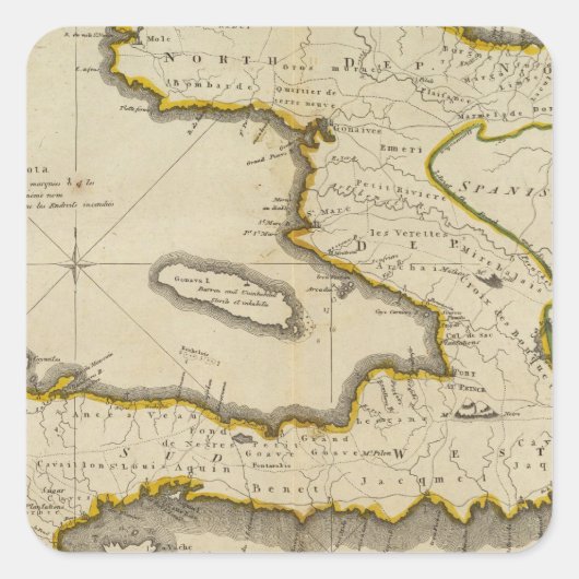 Sticker Carré Carte Atlas d'Haïti (Devant)