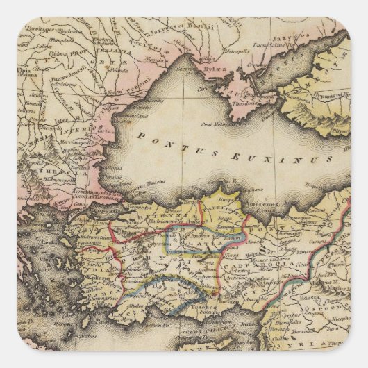 Sticker Carré Carte Atlas du Moyen-Orient (Devant)
