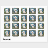 Sticker Carré Carte Bichon Frise (Feuille)