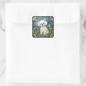 Sticker Carré Carte Bichon Frise (Sac)