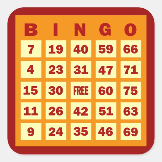 Sticker Carré Carte Bingo (Devant)