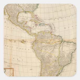 Sticker Carré Carte composite de l'Amérique à la main