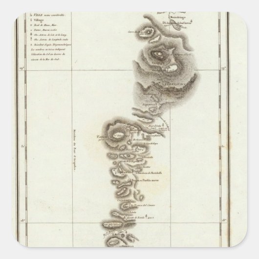 Sticker Carré Carte d'Acapulco à Mexico (Devant)