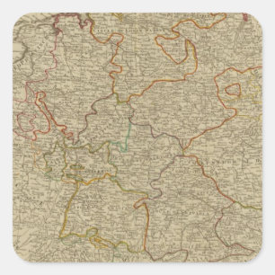 Sticker Carré Carte d'atlas oclored par main de l'Allemagne