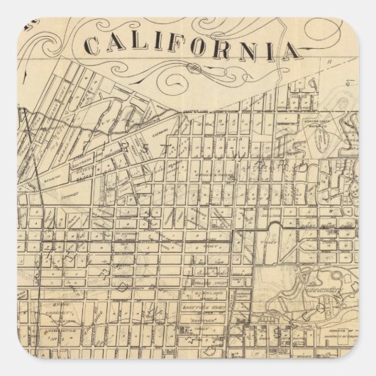 Sticker Carré Carte de Berkeley, Californie (Devant)