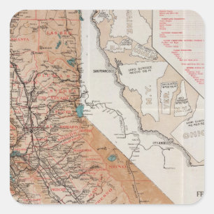 Sticker Carré Carte de Californie 2