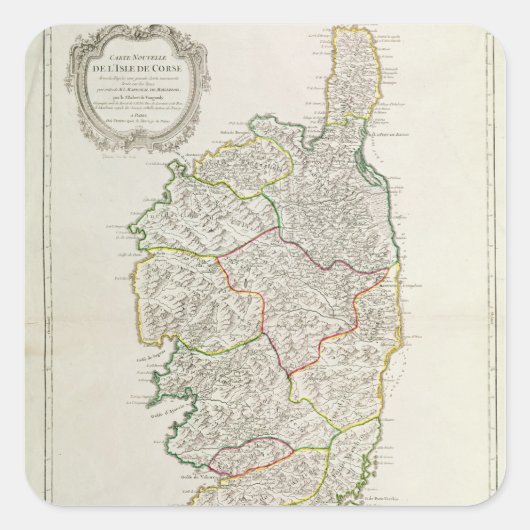 Sticker Carré Carte de Corse (Devant)