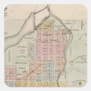 Sticker Carré Carte de Faribault, le comté de Rice, Minnesota