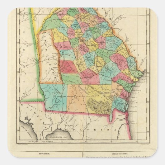 Sticker Carré Carte De Géorgie (Devant)