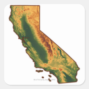 Sticker Carré Carte de la Californie 2