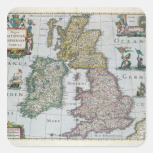 Sticker Carré Carte de la Grande-Bretagne, 1631