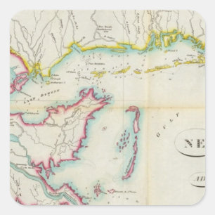 Sticker Carré Carte de la Nouvelle-Orléans et du pays voisin
