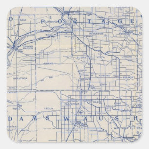 Sticker Carré Carte de la route cyclable du Wisconsin