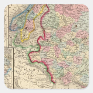 Sticker Carré Carte de la Russie, Suède, Norvège par Mitchell