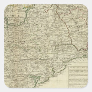 Sticker Carré Carte de la section sud du Royaume d'Irlande