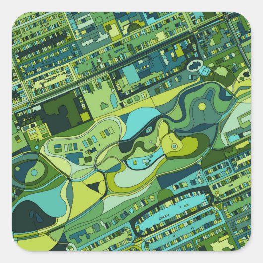 Sticker Carré Carte de la structure de la ville d'Amsterdam (Devant)