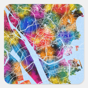 Sticker Carré Carte de la ville de Zhuhai Chine
