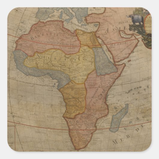 Sticker Carré Carte de l'Afrique | 1700 (Devant)