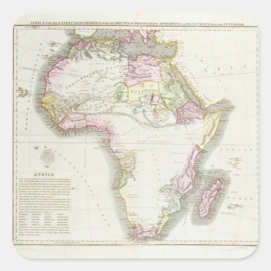 Sticker Carré Carte de l'Afrique, 1821 (Devant)