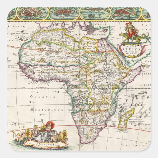 Sticker Carré Carte de l'Afrique | Nouvelle-Afrique (Devant)