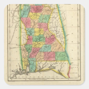 Sticker Carré Carte De L'Alabama