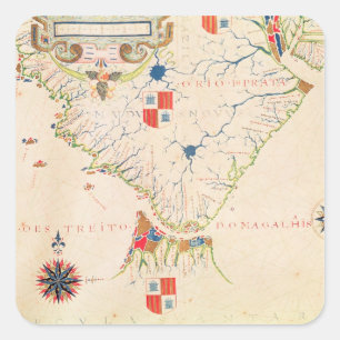 Sticker Carré Carte de l'Amérique du Sud et du détroit de Magell