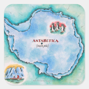 Sticker Carré Carte de l'Antarctique