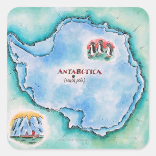Sticker Carré Carte de l'Antarctique