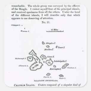 Sticker Carré Carte de l'archipel des Galapagos, 1844