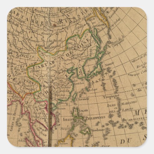 Sticker Carré Carte de l'Atlas asiatique (Devant)