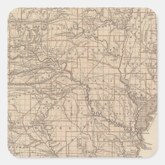 Sticker Carré Carte de l'Atlas de l'Arkansas (Devant)