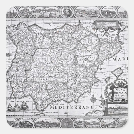 Sticker Carré Carte de l'Espagne (Devant)