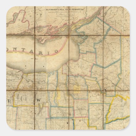 Sticker Carré Carte de l'État de New York (Devant)