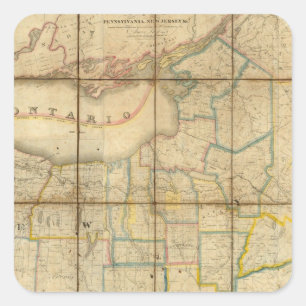 Sticker Carré Carte de l'État de New York