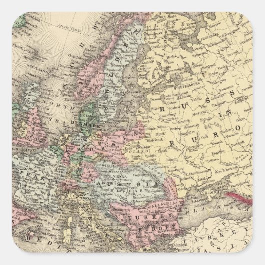 Sticker Carré Carte de l'Europe par Mitchell (Devant)