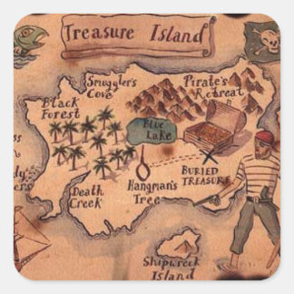 Sticker Carré Carte de l'île au trésor