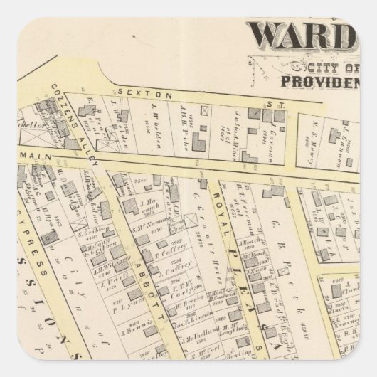 Sticker Carré Carte de l'île Providence Rhode 2 (Devant)