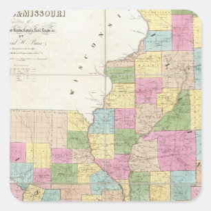 Sticker Carré Carte de l'Illinois et du Missouri
