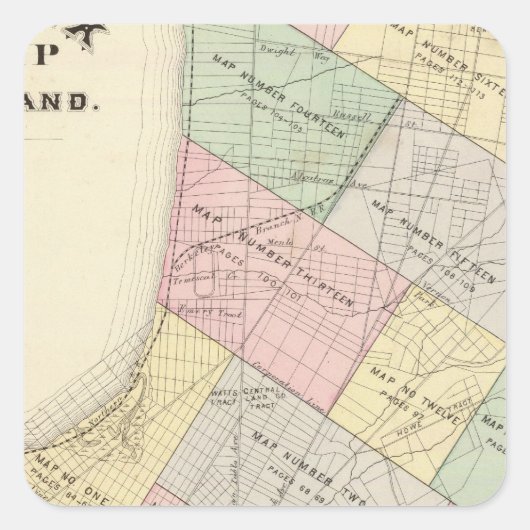 Sticker Carré Carte de l'indice Oakland (Devant)