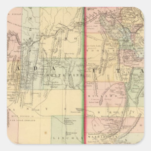 Sticker Carré Carte de l'Utah, Nevada par Mitchell