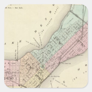 Sticker Carré Carte de Madison, Wisconsin