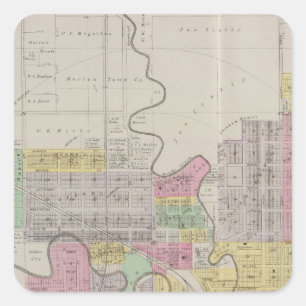 Sticker Carré Carte de Marion, Marion County, Kansas