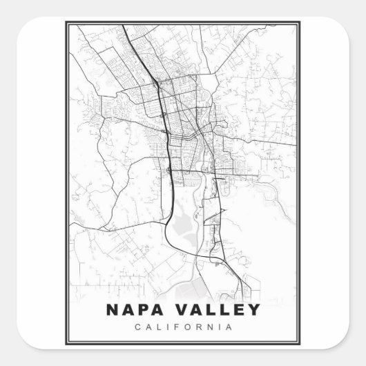 Sticker Carré Carte de Napa Valley (Devant)